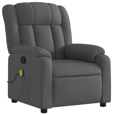 vidaXL Sillón de masaje reclinable de tela gris oscuro