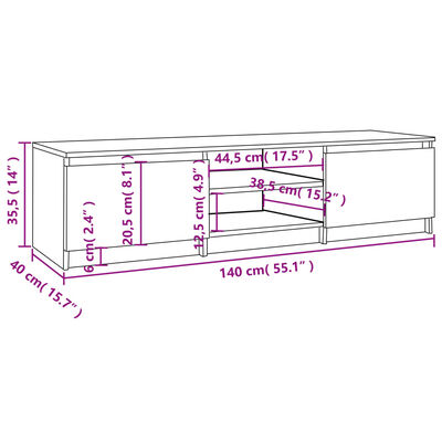 vidaXL Mueble para TV madera contrachapada roble ahumado 140x40x35,5cm