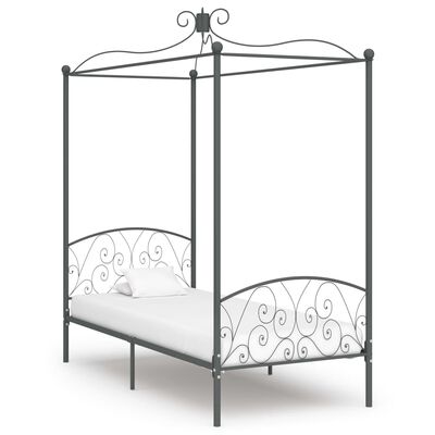 vidaXL Estructura cama con dosel sin colchón metal gris 90x200 cm