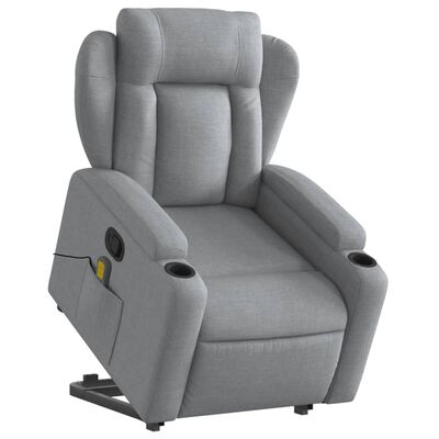 vidaXL Sillón de masaje reclinable de pie de tela gris claro