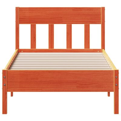 vidaXL Cama sin colchón madera maciza de pino marrón cera 100x200 cm