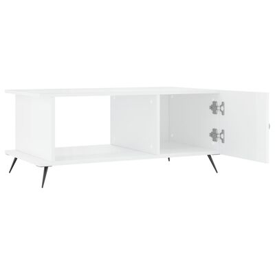 vidaXL Mesa de centro madera contrachapada blanco brillo 90x50x40 cm