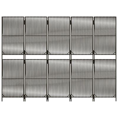 vidaXL Biombo de 5 paneles ratán sintético gris