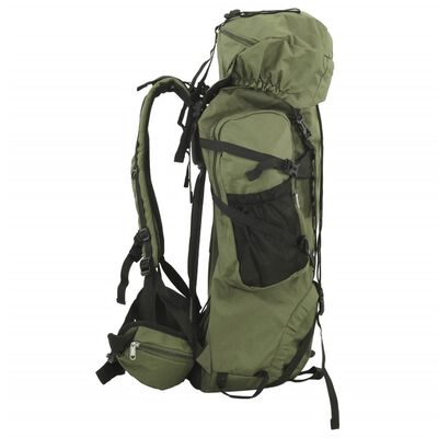 vidaXL Mochila de senderismo tela oxford verde militar 60 l