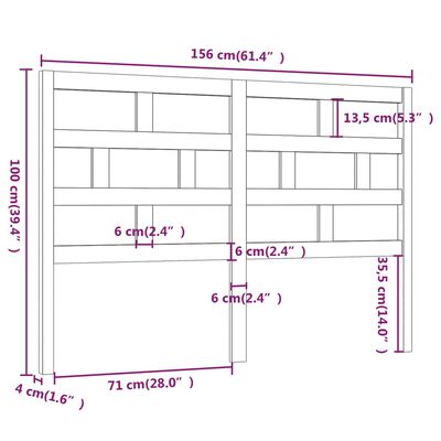 vidaXL Cabecero de cama madera maciza de pino gris 156x4x100 cm