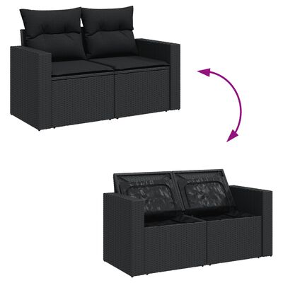 vidaXL Set de muebles de jardín 5 pzas y cojines ratán sintético negro