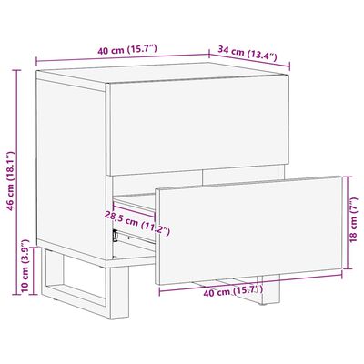 vidaXL Mesitas de noche 2 uds de madera maciza reciclada 40x34x46 cm