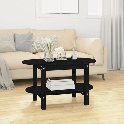 vidaXL Mesa de centro de madera maciza de pino negro 80x45x45 cm