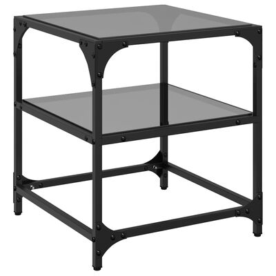 vidaXL Mesa de centro superficie vidrio 2 uds acero negro 40x40x45 cm