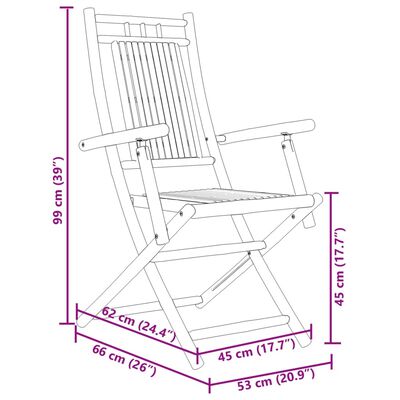 vidaXL Juego de mesa y sillas de jardín 3 piezas bambú