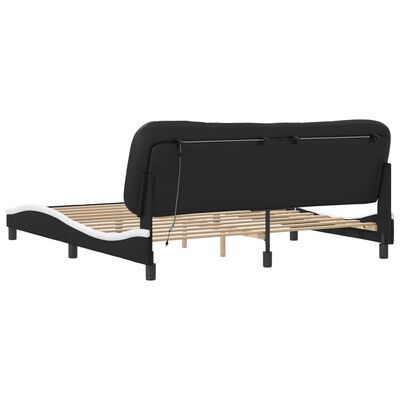 vidaXL Estructura de cama con LED sin colchón negro blanco 180x200 cm