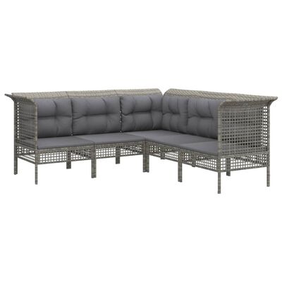 vidaXL Set de muebles de jardín 6 pzas y cojines ratán sintético gris