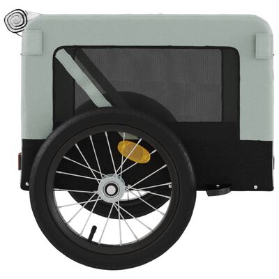 VidaXL Remolque bicicleta para mascotas hierro tela Oxford negro gris