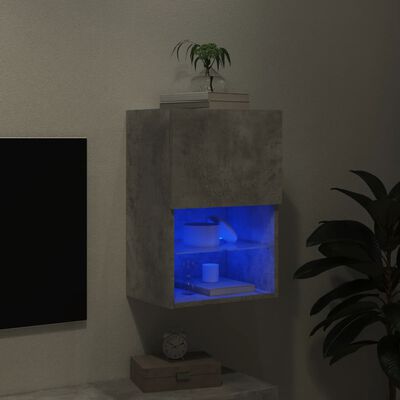 vidaXL Mueble para TV con luces LED gris hormigón 40,5x30x60 cm