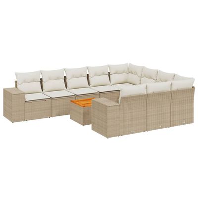 vidaXL Set de sofás de jardín 11pzas con cojines ratán sintético beige