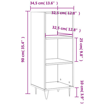 vidaXL Aparador de madera de ingeniería gris hormigón 34,5x32,5x90 cm