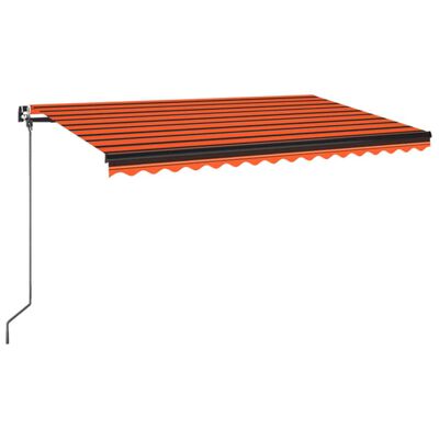 vidaXL Toldo manual retráctil con LED naranja y marrón 450x350 cm