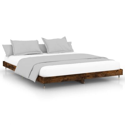 vidaXL Estructura de cama sin colchón madera roble ahumado 120x200 cm