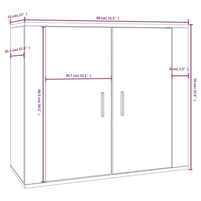 vidaXL Aparador de madera contrachapada gris hormigón 80x33x70 cm