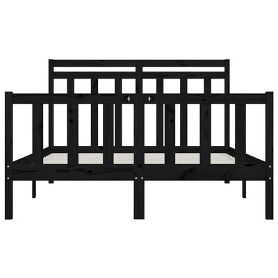 vidaXL Estructura de cama de madera maciza negra 140x200 cm