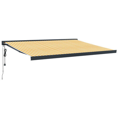 vidaXL Toldo retráctil aluminio y tela amarillo y blanco 4x3 m