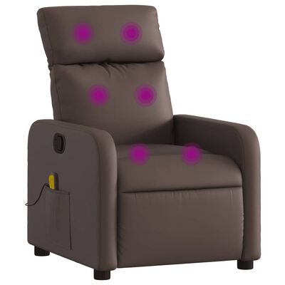 vidaXL Sillón de masaje reclinable cuero sintético marrón