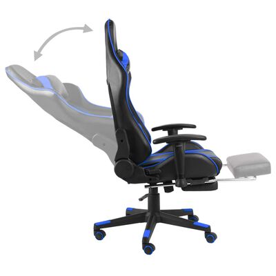 vidaXL Silla gaming giratoria con reposapiés PVC azul