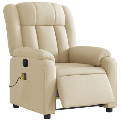 vidaXL Sillón reclinable de masaje eléctrico tela color crema