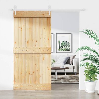 vidaXL Puerta corredera con herrajes madera maciza de pino 100x210 cm