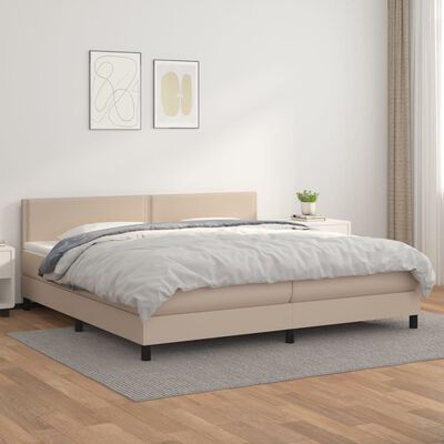 vidaXL Cama box spring con colchón cuero sintético capuchino 200x200cm