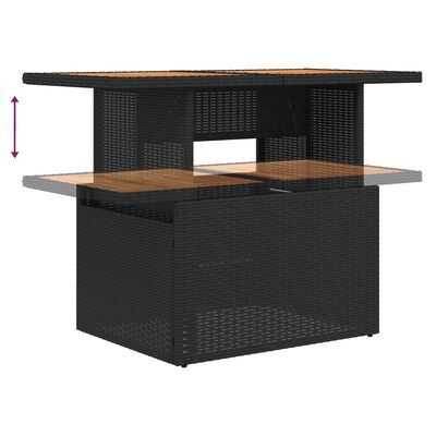 vidaXL Set de comedor de jardín 7 pzas y cojines ratán sintético negro