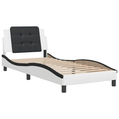 vidaXL Cama con cabecero cuero sintético blanco y negro 80x200 cm