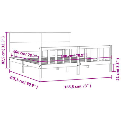 vidaXL Estructura cama de matrimonio con cabecero madera maciza negro