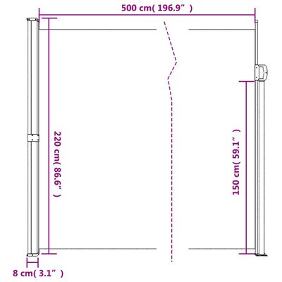 vidaXL Toldo lateral retráctil gris taupe 220x500 cm