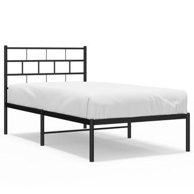 vidaXL Estructura cama sin colchón con cabecero metal negro 100x200 cm