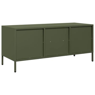 vidaXL Mueble TV acero laminado en frío verde oliva 101,5x39x43,5 cm