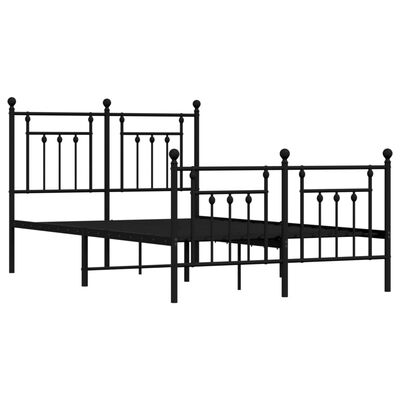 vidaXL Estructura de cama cabecero y estribo metal negro 135x190 cm