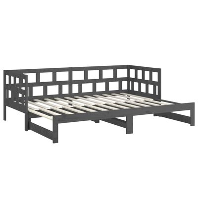 vidaXL Sofá cama extraíble madera maciza de pino gris 2x(90x200) cm