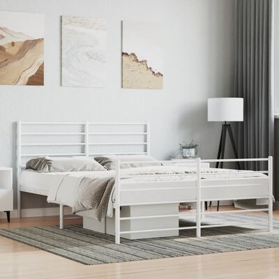 vidaXL Estructura cama sin colchón con estribo metal blanco 140x190 cm