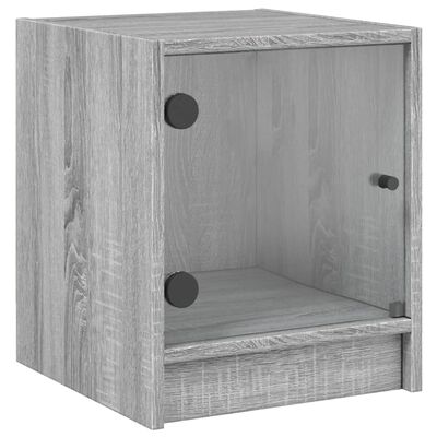 vidaXL Mesitas noche con puertas vidrio 2 uds gris Sonoma 35x37x42 cm