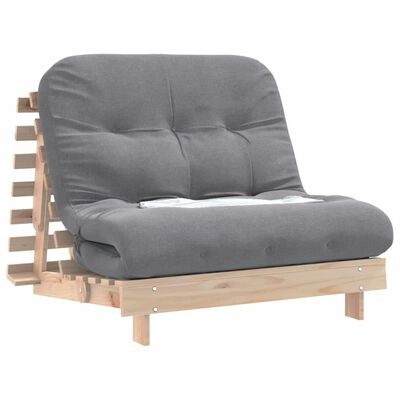 vidaXL Futón sofá cama con colchón madera maciza de pino 100x206x11 cm