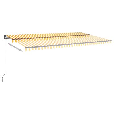 vidaXL Toldo automático LED sensor de viento amarillo blanco 600x350cm