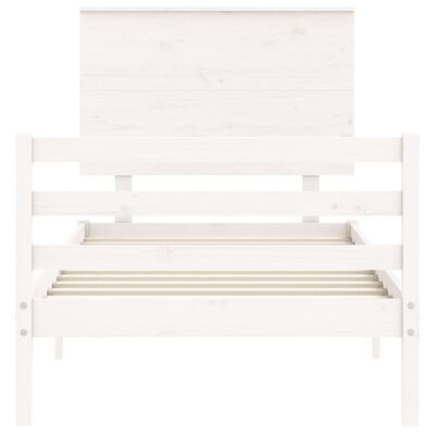 vidaXL Estructura de cama con cabecero madera maciza blanco