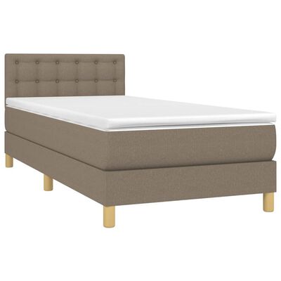 vidaXL Cama box spring con colchón LED tela gris taupe 100x200 cm