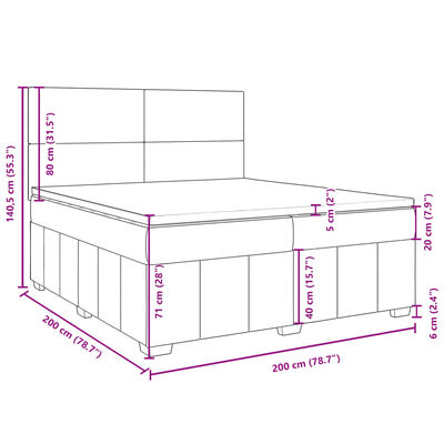 vidaXL Cama box spring con colchón tela marrón oscuro 200x200 cm