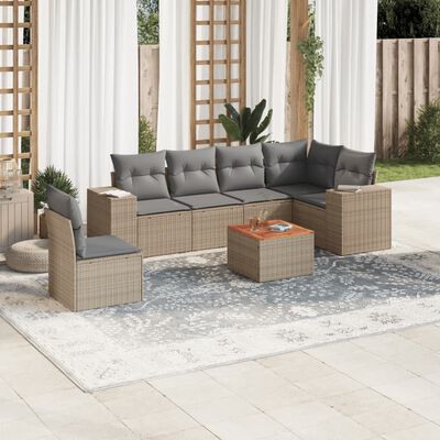 vidaXL Set sofás de jardín 7 piezas y cojines ratán sintético beige