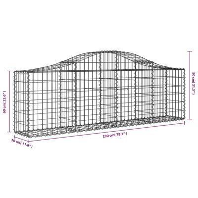 vidaXL Cestas de gaviones 9 uds forma de arco hierro 200x30x60/80 cm