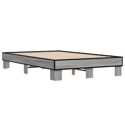 vidaXL Estructura cama madera ingeniería metal gris Sonoma 140x190 cm