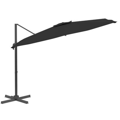 vidaXL Sombrilla voladiza con LEDs negro 400x300 cm