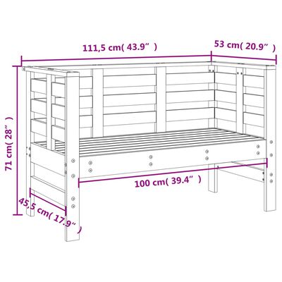 vidaXL Banco de jardín madera maciza de pino negro 111,5x53x71 cm